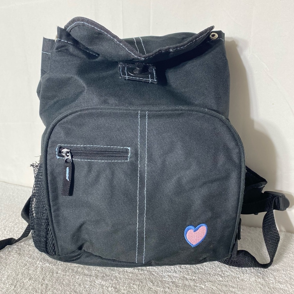 Nestle Baby Black Insulated Backpack with Blue Heart Patch